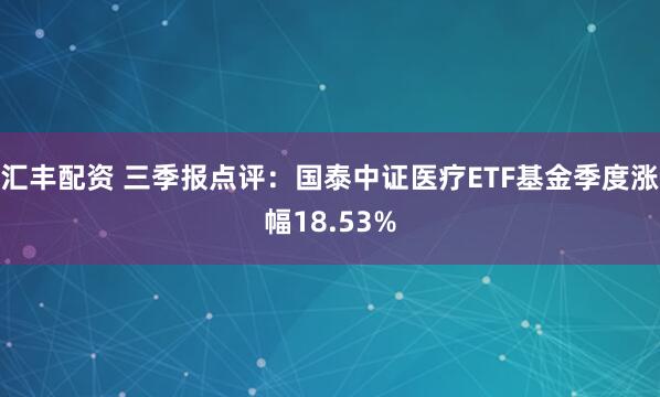 汇丰配资 三季报点评：国泰中证医疗ETF基金季度涨幅18.53%